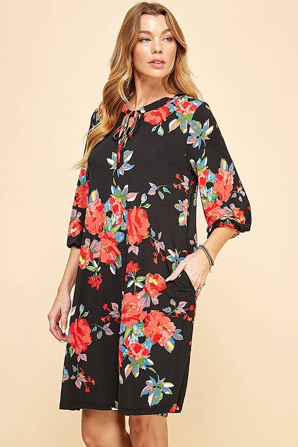 SD21075-2947- WOMEN MULTI COLOR PRETTY TIE MIDI DRESS