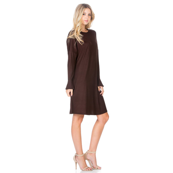 ADS-8260RS Ruffle Long Sleeve Midi Dress