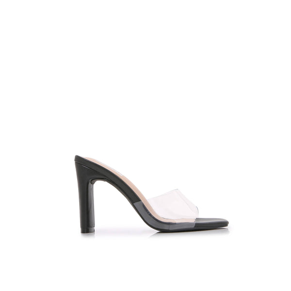 [PACK]Transparent Single Strap Open Toe Heeled Trendy Sandal: Black TPU / 1-3-3-3-1-1 [6-7-8-9-10-11]
