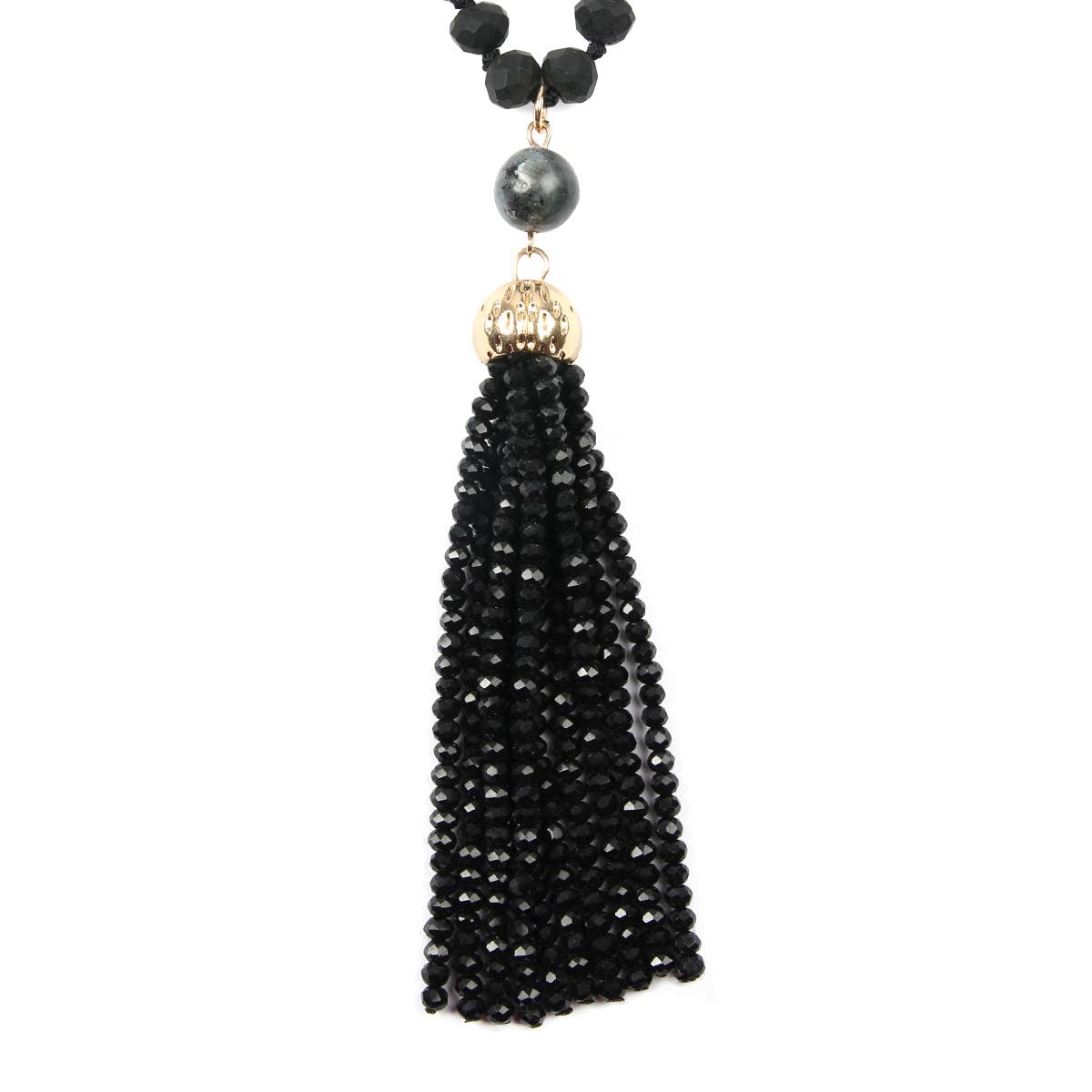 Rondelle Tassel Pendant With Polycord Necklace