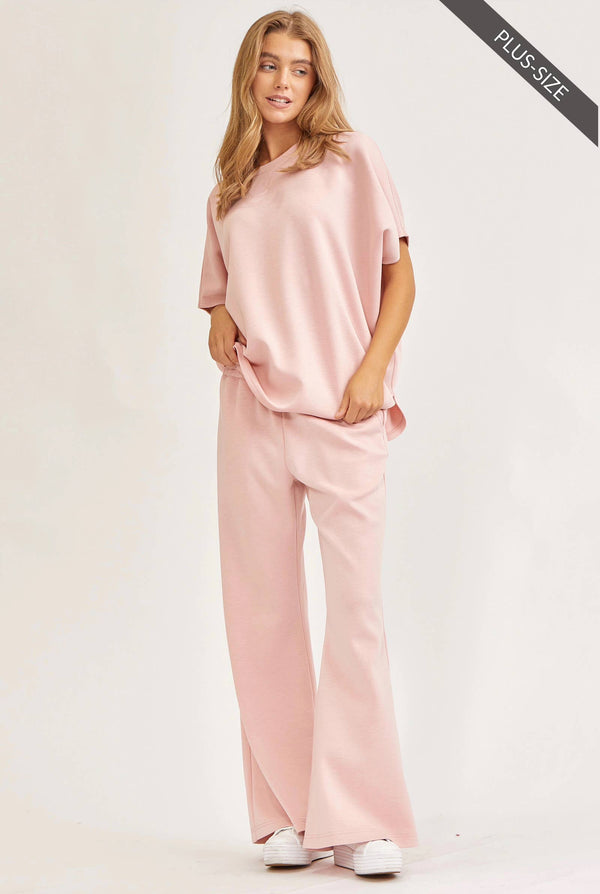 PLUS SIZE Poncho Top + Bell Bottom Modal Set TRVSET-PARISP