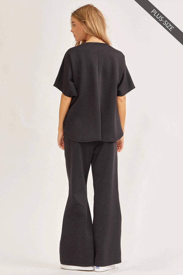 PLUS SIZE Poncho Top + Bell Bottom Modal Set TRVSET-PARISP