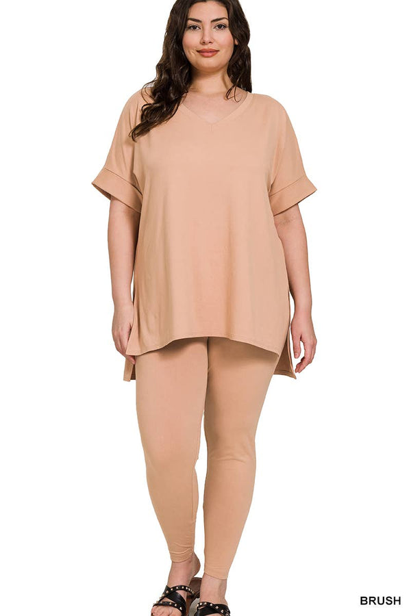 Plus Brushed Dty Microfiber Loungewear Set