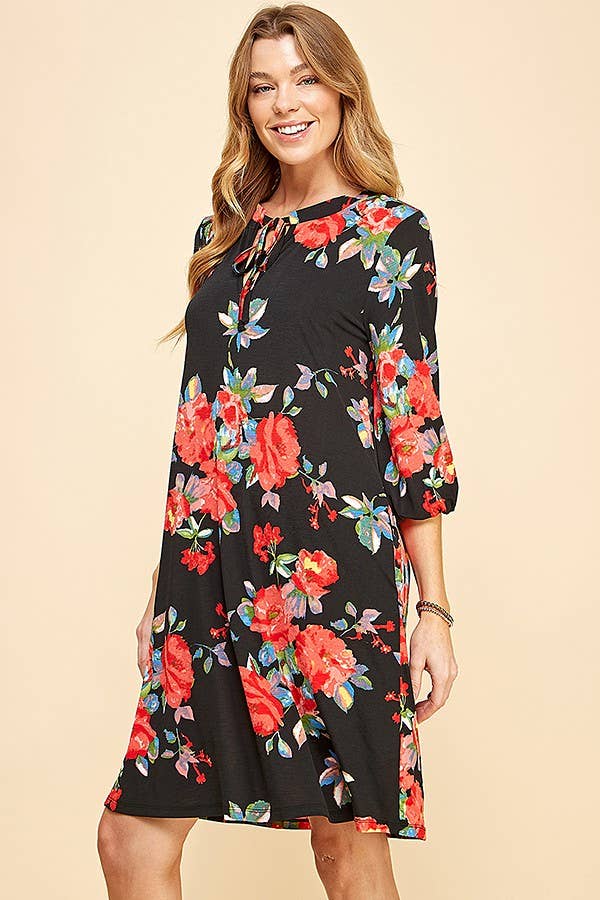SD21075-2947- WOMEN MULTI COLOR PRETTY TIE MIDI DRESS