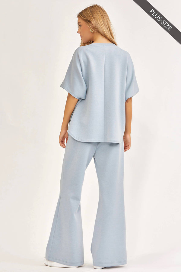 PLUS SIZE Poncho Top + Bell Bottom Modal Set TRVSET-PARISP