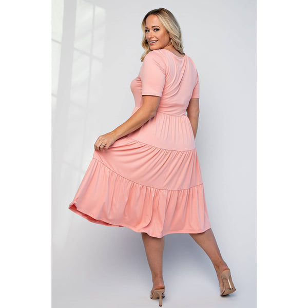 74282CD  PLUS SIZE SHORT SLEEVE TIERED DRESS
