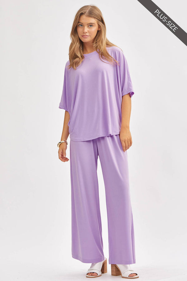 PLUS SIZE Flowy Top + Wide Leg Set TRVSET-COASTAL