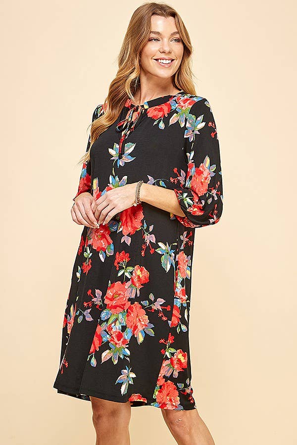 SD21075-2947- WOMEN MULTI COLOR PRETTY TIE MIDI DRESS