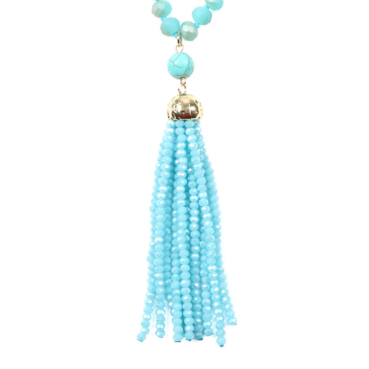 Rondelle Tassel Pendant With Polycord Necklace