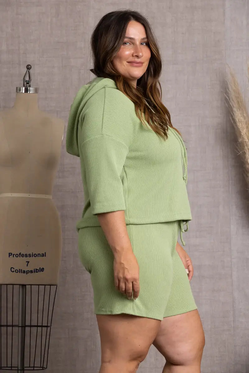 SAGE SWEATSHIRT PLUS SIZE HOODIE SET