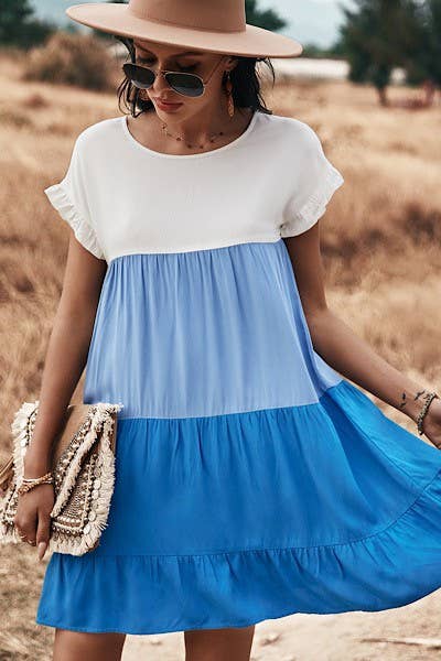 Color Block Dress: Pink / M