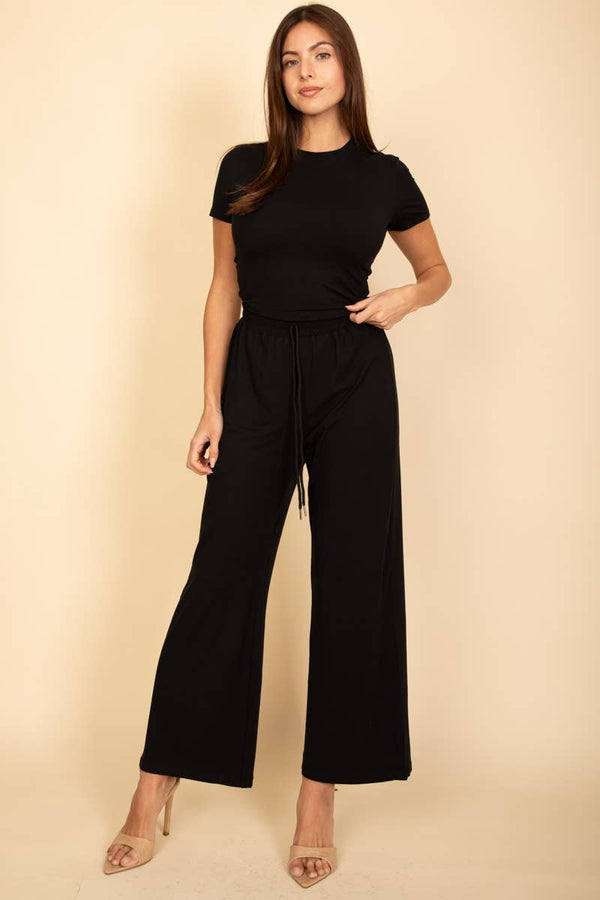 Relaxed  Wide-Leg Pants Set
