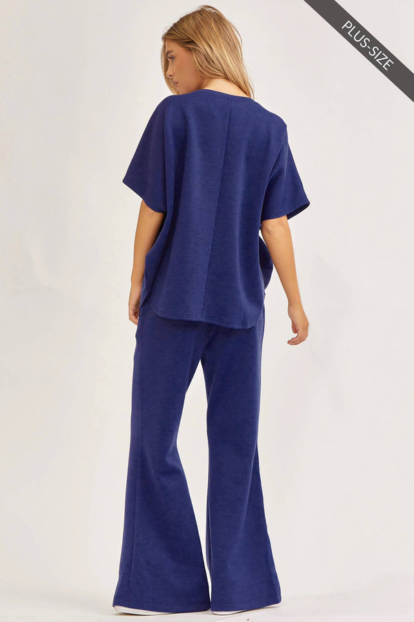 PLUS SIZE Poncho Top + Bell Bottom Modal Set TRVSET-PARISP