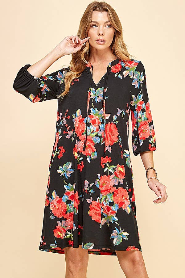 SD21075-2947- WOMEN MULTI COLOR PRETTY TIE MIDI DRESS