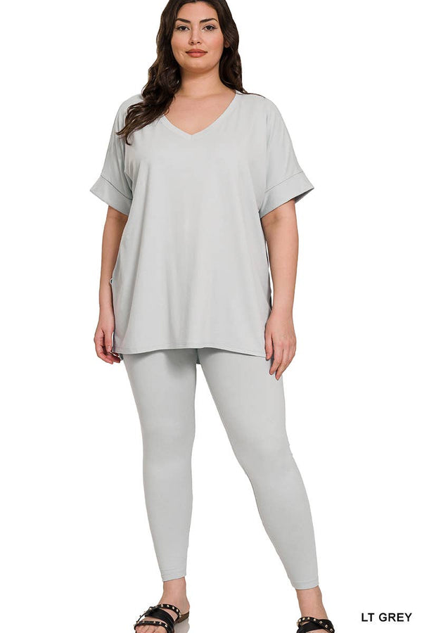Plus Brushed Dty Microfiber Loungewear Set