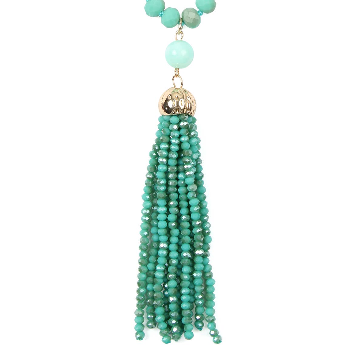 Rondelle Tassel Pendant With Polycord Necklace