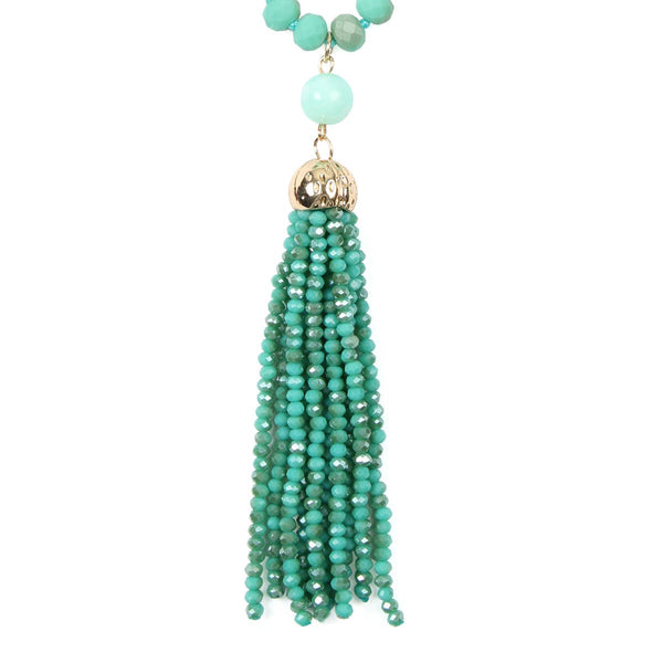 Rondelle Tassel Pendant With Polycord Necklace
