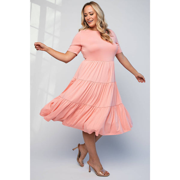 74282CD  PLUS SIZE SHORT SLEEVE TIERED DRESS