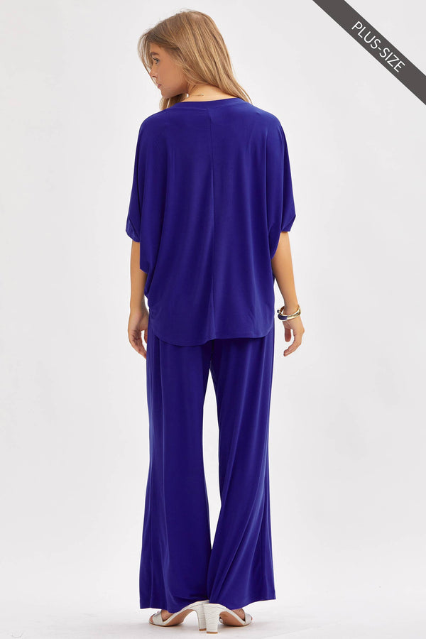 PLUS SIZE Flowy Top + Wide Leg Set TRVSET-COASTAL