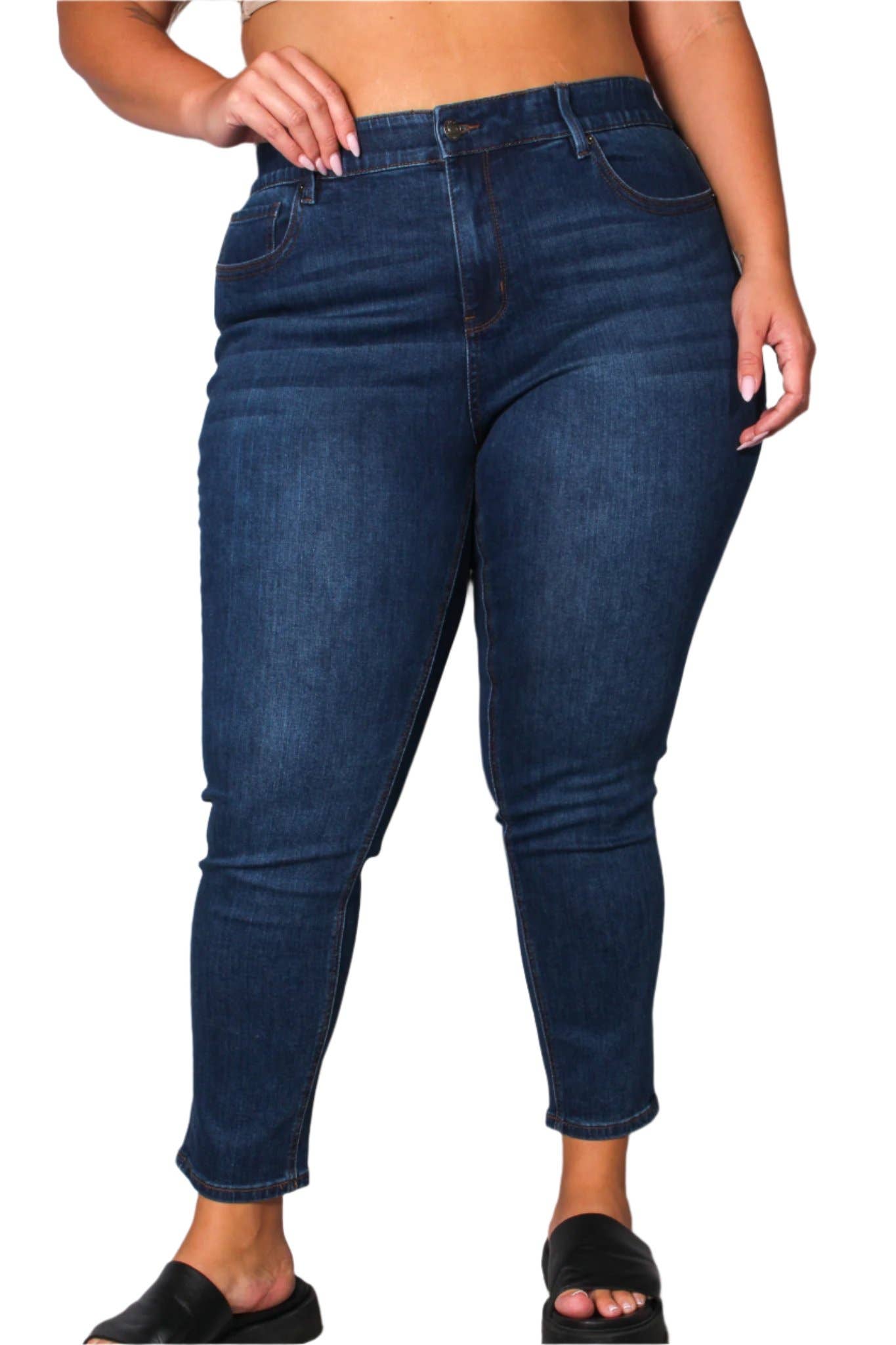 Women's Plus Mid Rise Skinny Leg Denim Jeans 