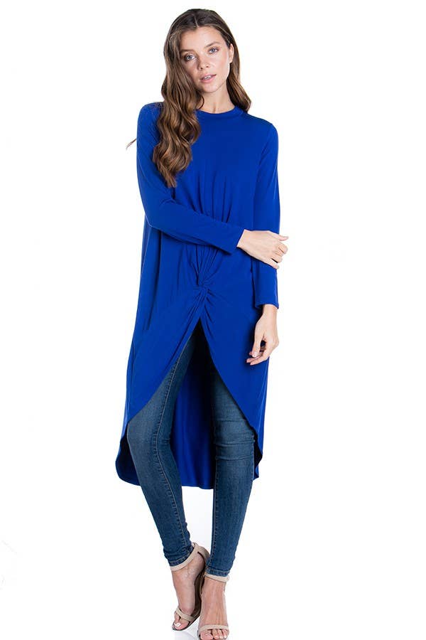 ATP-2302RS Front Knot Long Sleeve High Low Top