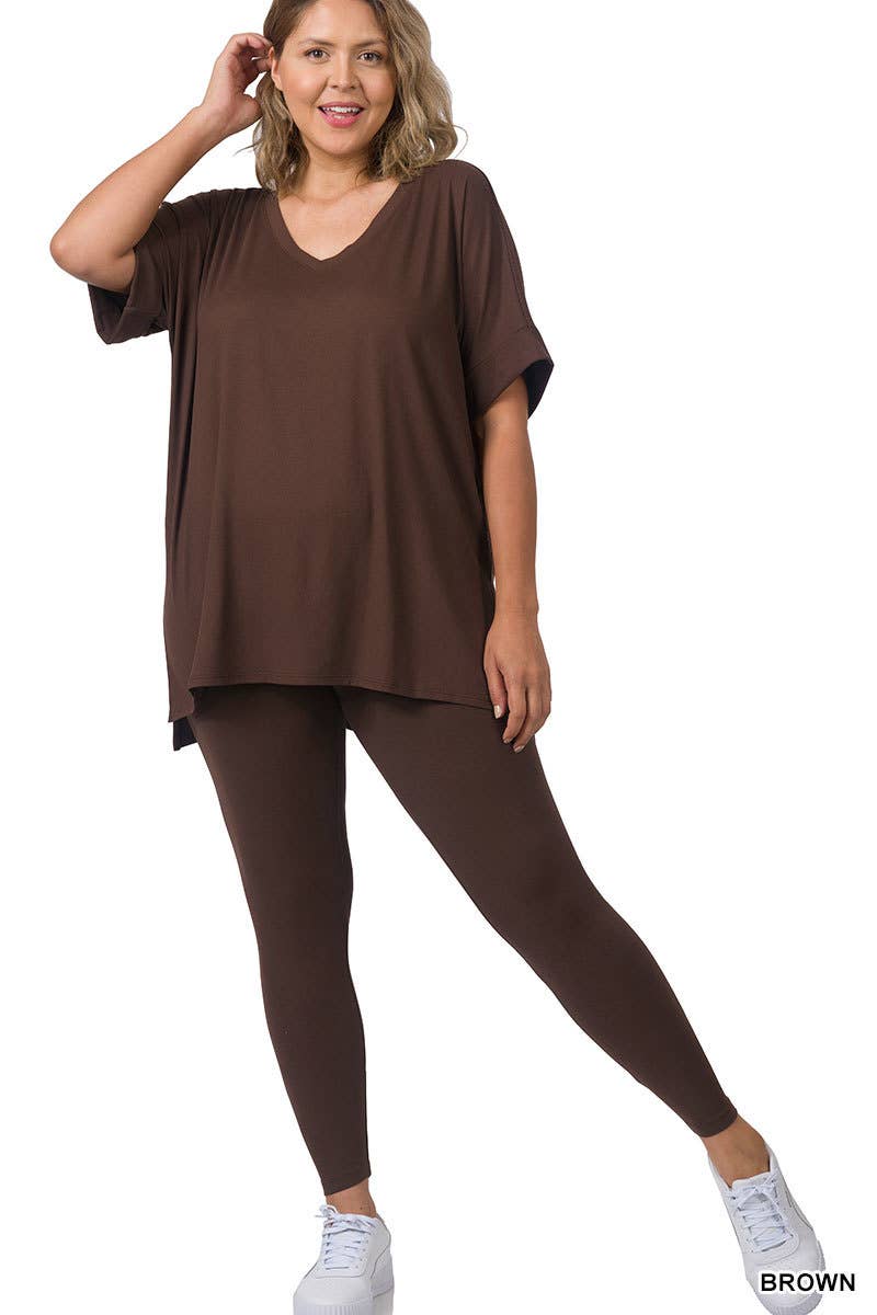 Plus Brushed Dty Microfiber Loungewear Set