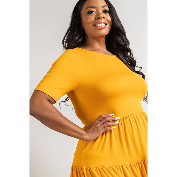 74282CD  PLUS SIZE SHORT SLEEVE TIERED DRESS