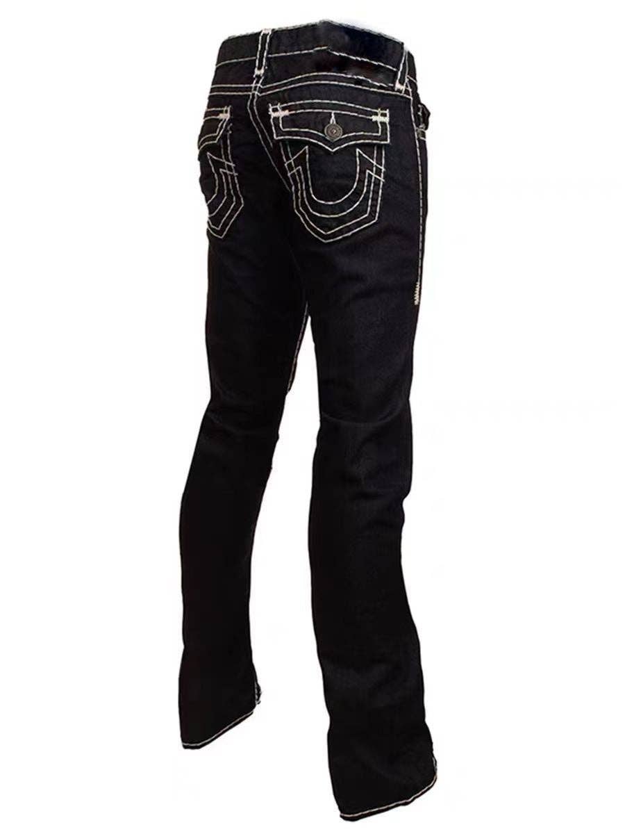 True Religion Men’s Casual Straight Leg Jeans with Religious Print