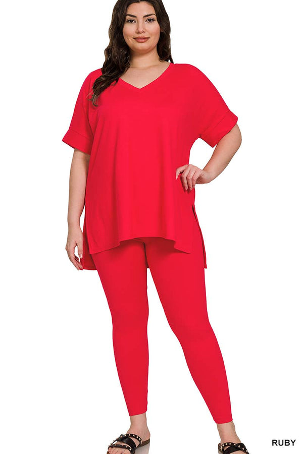 Plus Brushed Dty Microfiber Loungewear Set