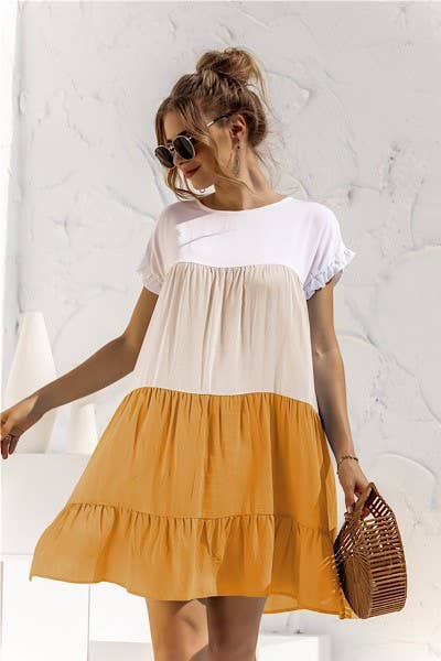 Color Block Dress: Pink / M