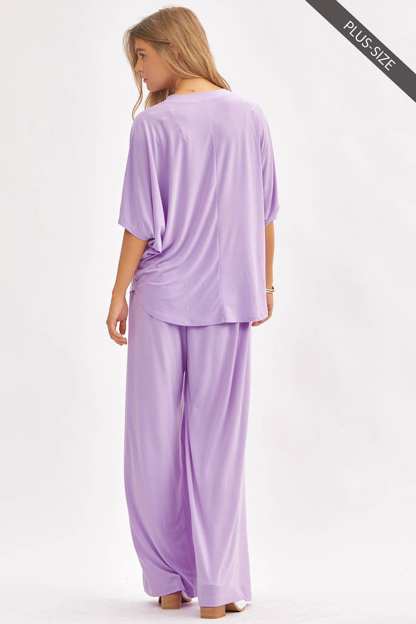 PLUS SIZE Flowy Top + Wide Leg Set TRVSET-COASTAL