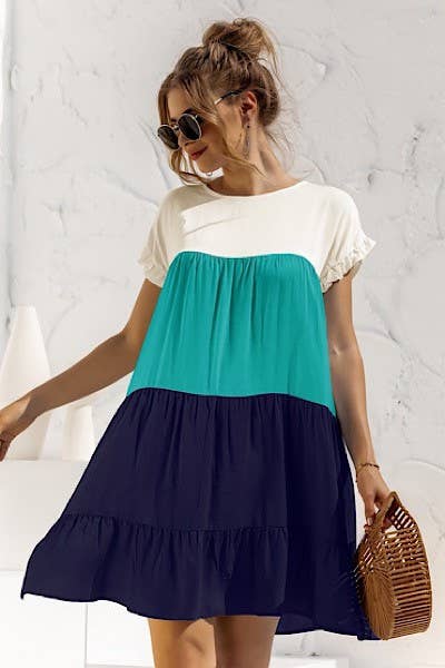 Color Block Dress: Pink / M