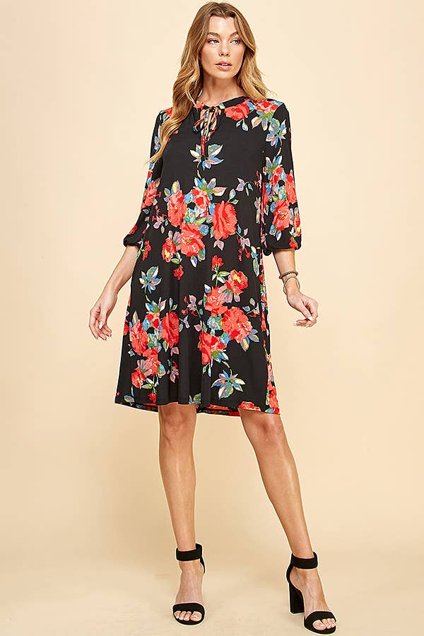 SD21075-2947- WOMEN MULTI COLOR PRETTY TIE MIDI DRESS