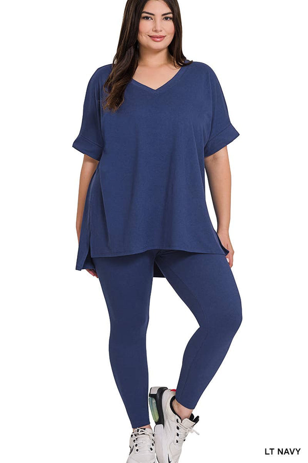 Plus Brushed Dty Microfiber Loungewear Set
