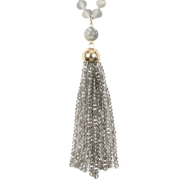 Rondelle Tassel Pendant With Polycord Necklace