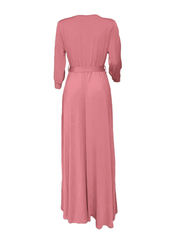 Waist-Cinching Floor Maxi Dress