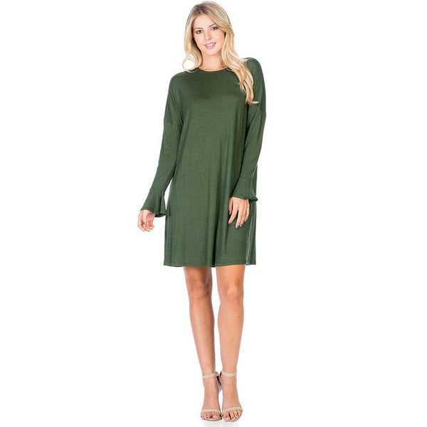 ADS-8260RS Ruffle Long Sleeve Midi Dress