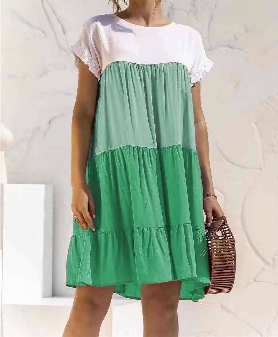 Color Block Dress: Pink / M