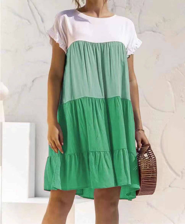 Color Block Dress: Pink / M
