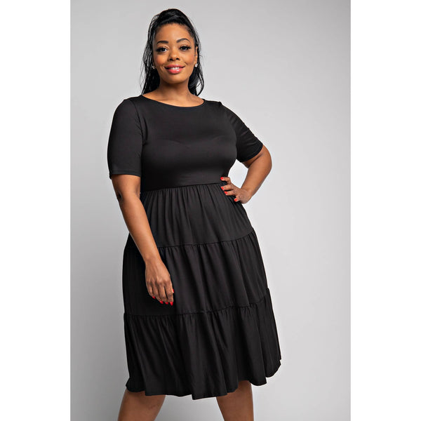 74282CD  PLUS SIZE SHORT SLEEVE TIERED DRESS