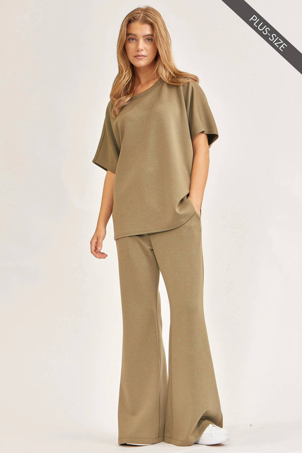 PLUS SIZE Poncho Top + Bell Bottom Modal Set TRVSET-PARISP