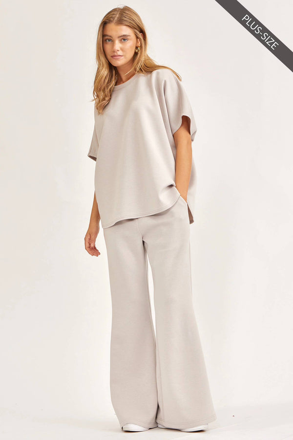 PLUS SIZE Poncho Top + Bell Bottom Modal Set TRVSET-PARISP