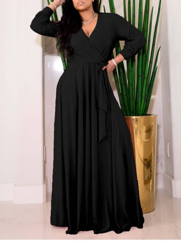 Waist-Cinching Floor Maxi Dress