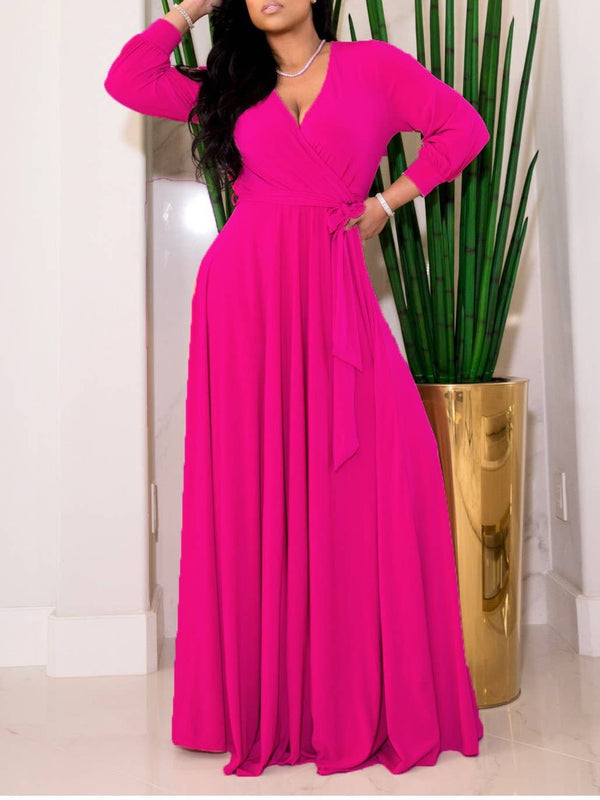 Waist-Cinching Floor Maxi Dress