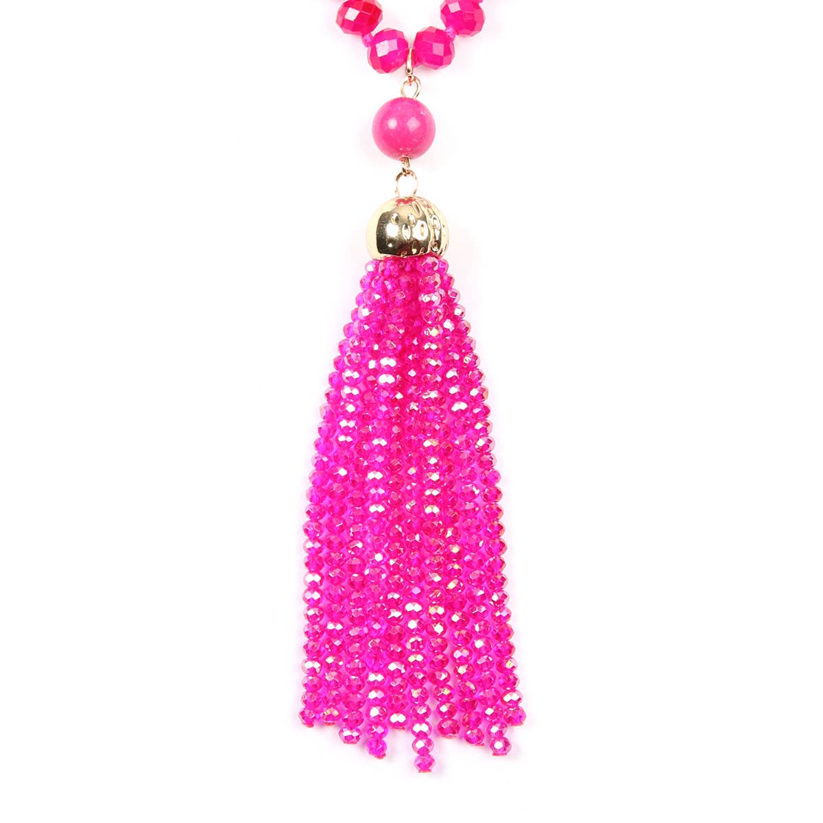 Rondelle Tassel Pendant With Polycord Necklace