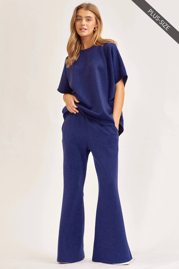 PLUS SIZE Poncho Top + Bell Bottom Modal Set TRVSET-PARISP
