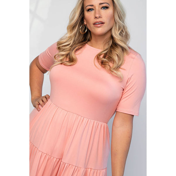 74282CD  PLUS SIZE SHORT SLEEVE TIERED DRESS