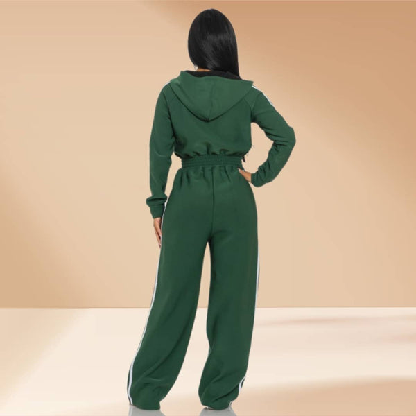Jumpsuit Hooded Lined Fleece Side Stripes