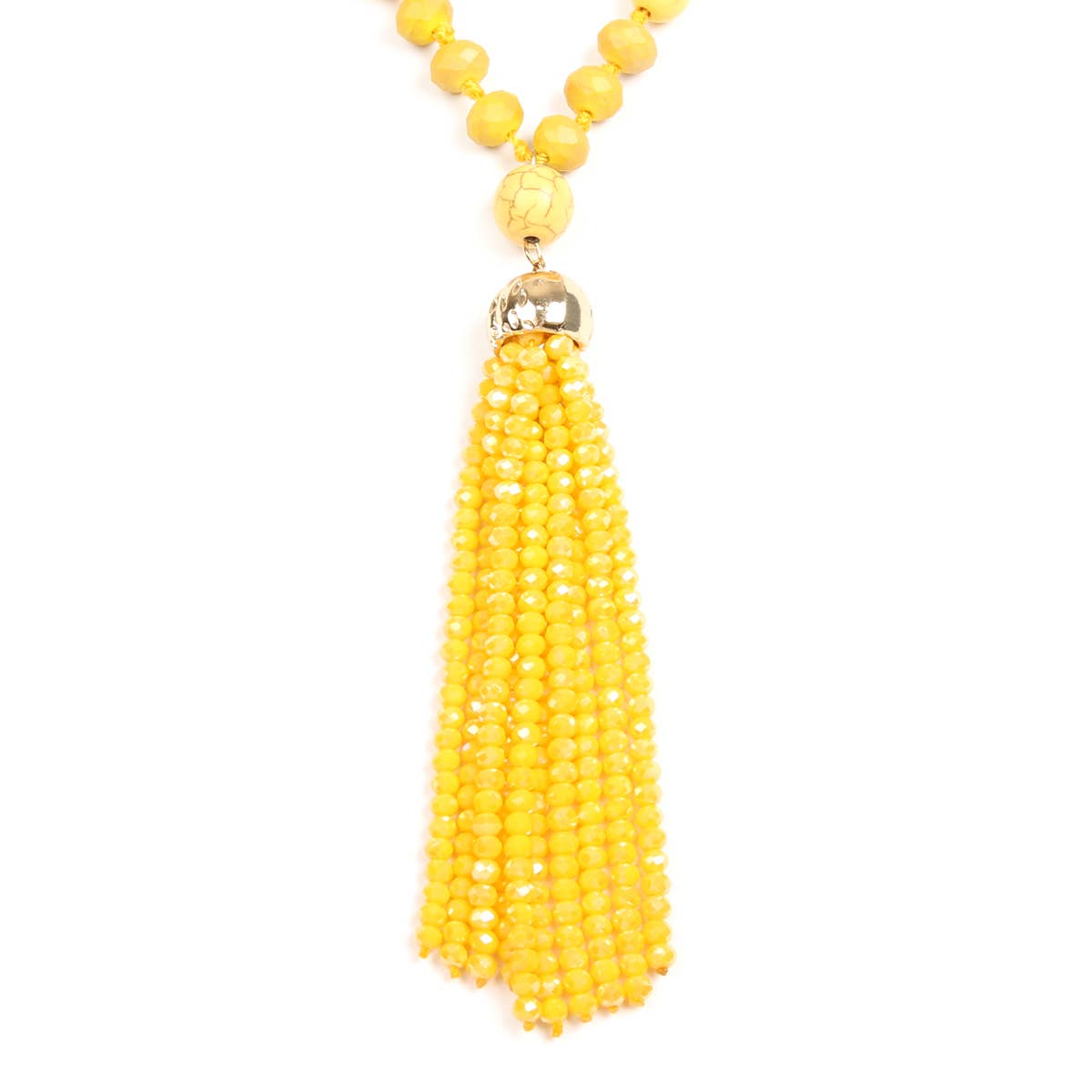 Rondelle Tassel Pendant With Polycord Necklace