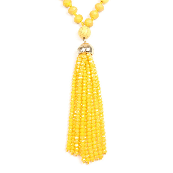 Rondelle Tassel Pendant With Polycord Necklace